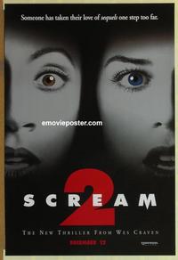 h870 SCREAM 2 DS teaser one-sheet movie poster '97 David Arquette, Craven