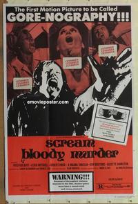 b982 SCREAM BLOODY MURDER one-sheet movie poster '73 Gore-Nography!