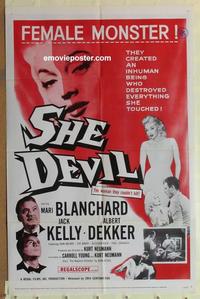 b994 SHE DEVIL one-sheet movie poster '57 wild female monster!