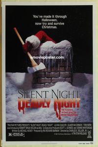 h875 SILENT NIGHT DEADLY NIGHT one-sheet movie poster '84 X-mas horror!!