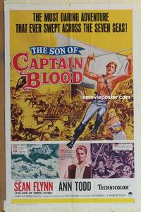 h013 SON OF CAPTAIN BLOOD one-sheet movie poster '63 Sean Flynn, pirates!