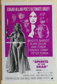 h027 SPIRITS OF THE DEAD one-sheet movie poster '69 Fellini, sexy Bardot!