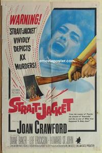 h033 STRAIT-JACKET one-sheet movie poster '64 crazy Joan Crawford!