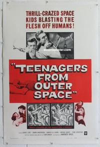 b016 TEENAGERS FROM OUTER SPACE linen one-sheet movie poster '59 bizarre!