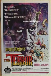 h056 TERROR one-sheet movie poster '63 Boris Karloff, Nicholson, Corman