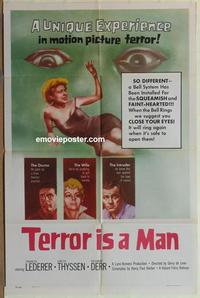 h061 TERROR IS A MAN one-sheet movie poster '59 H.G. Wells, horror!