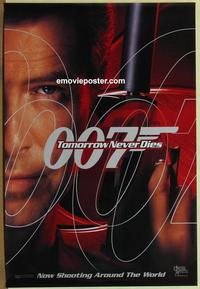 h905 TOMORROW NEVER DIES teaser one-sheet movie poster '97 Brosnan as Bond