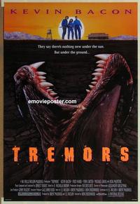 h912 TREMORS one-sheet movie poster '90 Kevin Bacon, Fred Ward, sci-fi!