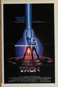 h081 TRON one-sheet movie poster '82 Walt Disney sci-fi, Jeff Bridges