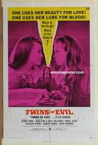 h083 TWINS OF EVIL one-sheet movie poster '72 virgin or vampire, Hammer!