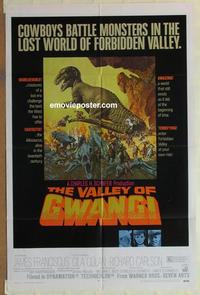 h089 VALLEY OF GWANGI one-sheet movie poster '69 Harryhausen, dinosaurs!