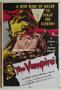 h090 VAMPIRE one-sheet movie poster '57 new killer stalks the screen!