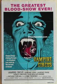 h091 VAMPIRE CIRCUS one-sheet movie poster '72 English Hammer horror!
