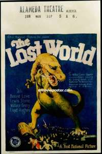 b001 LOST WORLD window card movie poster '25 incredible dinosaur image!