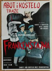 b116 ABBOTT & COSTELLO MEET FRANKENSTEIN Yugoslavian movie poster '60s Lugosi