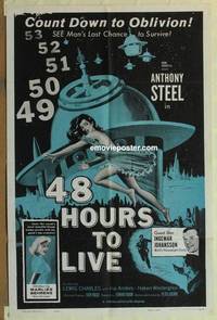c023 48 HOURS TO LIVE one-sheet movie poster '60 sexy sci-fi image!