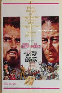 c051 AGONY & THE ECSTASY one-sheet movie poster '65 Charlton Heston