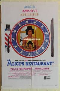 c059 ALICE'S RESTAURANT one-sheet movie poster '69 Arlo Guthrie, Quinn