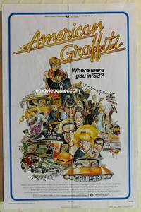 c081 AMERICAN GRAFFITI one-sheet movie poster '73 George Lucas classic!