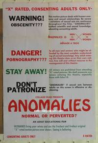 c102 ANOMALIES one-sheet movie poster '70s sex, normal or perverted?