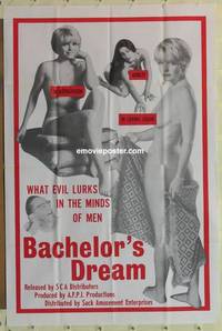 c132 BACHELOR'S DREAM one-sheet movie poster '67 three sexy ladies!