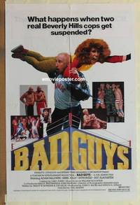c136 BAD GUYS one-sheet movie poster '86 Baldwin, wild wrestling image!