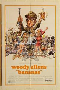 c140 BANANAS one-sheet movie poster '71 Woody Allen, Jack Davis artwork!