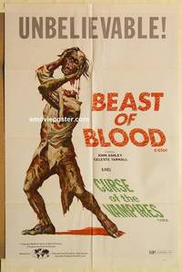 c159 BEAST OF BLOOD/CURSE OF THE VAMPIRES one-sheet movie poster '70s