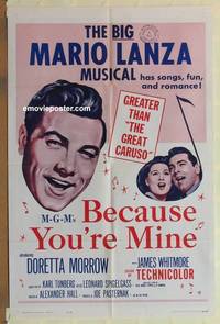 c164 BECAUSE YOU'RE MINE one-sheet movie poster R62 Mario Lanza