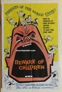 c169 BEWARE OF CHILDREN one-sheet movie poster '61 English comedy!