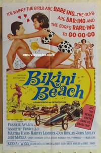 c184 BIKINI BEACH one-sheet movie poster '64 Frankie Avalon, Funicello