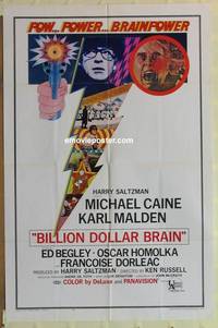 c185 BILLION DOLLAR BRAIN one-sheet movie poster '67 Michael Caine, Malden