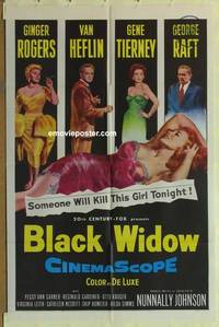 c202 BLACK WIDOW one-sheet movie poster '54 Ginger Rogers, Gene Tierney