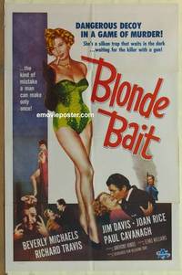 c211 BLONDE BAIT one-sheet movie poster R50s sexy bad girl Beverly Michaels!