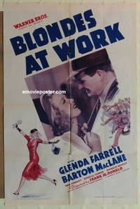 c212 BLONDES AT WORK one-sheet movie poster '38 Farrell as Torchy Blane!