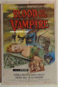 c214 BLOOD OF THE VAMPIRE one-sheet movie poster '58 Donald Wolfit