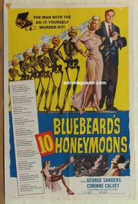 c219 BLUEBEARD'S 10 HONEYMOONS one-sheet movie poster '60 great image!