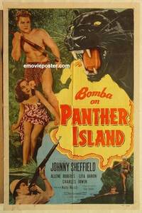 c227 BOMBA ON PANTHER ISLAND one-sheet movie poster '49 Johnny Sheffield
