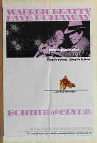 c229 BONNIE & CLYDE one-sheet movie poster '67 Warren Beatty, Faye Dunaway