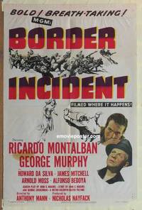 c233 BORDER INCIDENT one-sheet movie poster '49 Ricardo Montalban, western