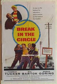 c246 BREAK IN THE CIRCLE one-sheet movie poster '57 Forrest Tucker, Bartok