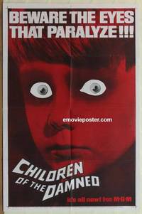 c330 CHILDREN OF THE DAMNED one-sheet movie poster '64 creepy image!