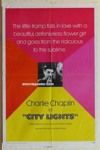 c339 CITY LIGHTS one-sheet movie poster R72 Charlie Chaplin boxing!
