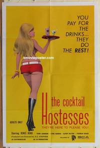 c354 COCKTAIL HOSTESSES one-sheet movie poster '73 Ed Wood, sexy waitress!