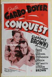 c374 CONQUEST one-sheet movie poster R56 Greta Garbo, Boyer