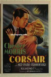 c383 CORSAIR one-sheet movie poster R37 Morris, great romantic image!