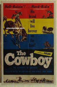 c391 COWBOY one-sheet movie poster '54 William Conrad, Ritter