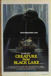 c393 CREATURE FROM BLACK LAKE one-sheet movie poster '76 McQuarrie art!