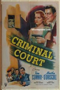 c397 CRIMINAL COURT one-sheet movie poster '46 Tom Conway, Robert Wise