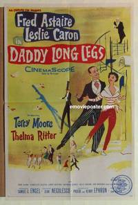 c409 DADDY LONG LEGS one-sheet movie poster '55 Fred Astaire, Caron